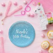 Fairy Tale Blue Glitzer Sweet 16 Geburtstagsparty Pappteller (Party)