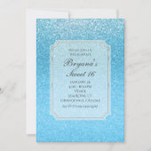 Fairy Tale Blue Glitzer Sweet 16 Party Einladungen (Vorderseite)