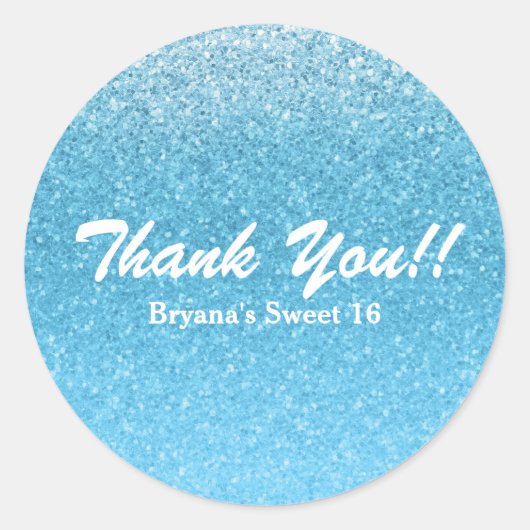 Fairy Tale Blue Glitzer Sweet 16 Party Runder Aufkleber (Vorderseite)
