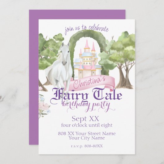 Fairy Tale Burg Wilhelm Tell Einladung (Vorne/Hinten)