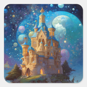 Fairy Tale Castel Fantastische Bergwelten Quadratischer Aufkleber