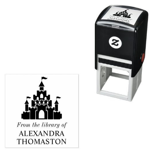 Fairy Tale Castle Silhouette Library Name Permastempel (Beispiel)