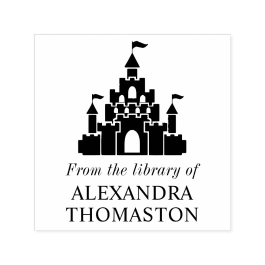 Fairy Tale Castle Silhouette Library Name Permastempel (Design)