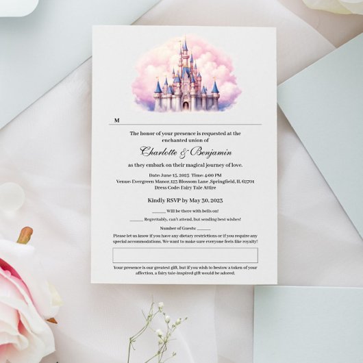 Fairy Tale Castle Thema Hochzeit RSVP Karte