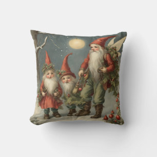 Fairy Tale Christmas Gnome Familie im Winterwald Kissen