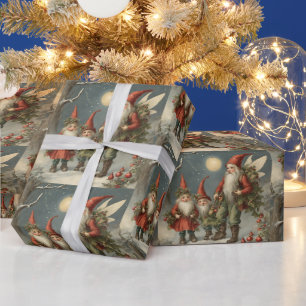 Fairy Tale Christmas Gnome Familie, Winterwald Geschenkpapier