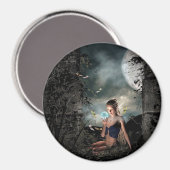 Fairy Tale Crystal Ball Full Moon Fantasy Magnet (Vorderseite/Rückseite)