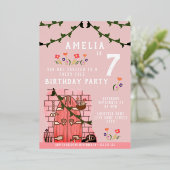 Fairy Tale Door Girl Birthday Party Gold Folieneinladung (Stehend vorne)