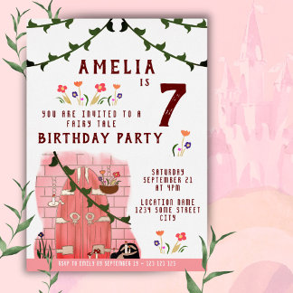 Fairy Tale Door Girl Birthday Party Gold Folieneinladung