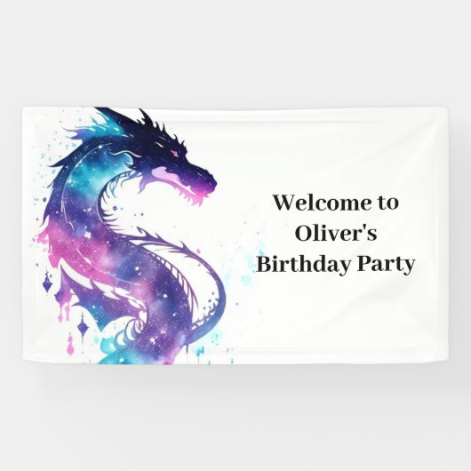 Fairy Tale Dragon Adventure Birthday Banner (Horizontal)