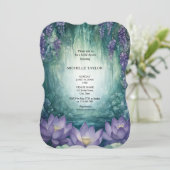 Fairy Tale Enchanted Forest Lotus Floral Bridal Einladung (Stehend Vorderseite)