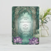 Fairy Tale Enchanted Forest Lotus Floral Bridal Einladung (Stehend Vorderseite)