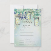 Fairy Tale Forest Blue Green Mason Jar Wedding Einladung (Vorderseite)