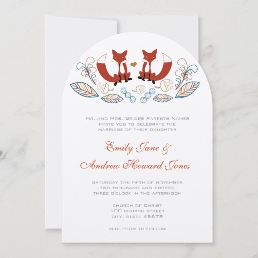 Fairy Tale Forest Fox Wedding Invitation Einladung (Vorderseite)