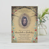 Fairy Tale Forest Magic Mirror Foto Einladung (Stehend Vorderseite)