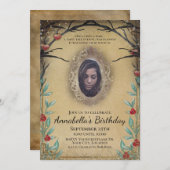 Fairy Tale Forest Magic Mirror Foto Einladung (Vorne/Hinten)