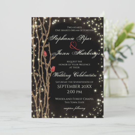 Fairy Tale Forest Wedding Einladung (Stehend Vorderseite)