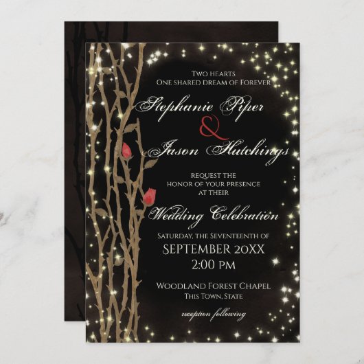 Fairy Tale Forest Wedding Einladung (Vorne/Hinten)