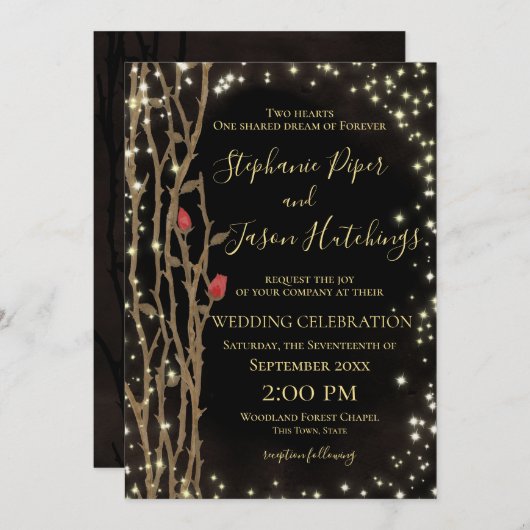 Fairy Tale Forest Wedding Einladung (Vorne/Hinten)