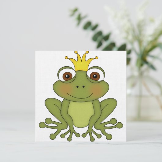 Fairy Tale Frog Prinz mit Krone Einladung (Stehend Vorderseite)