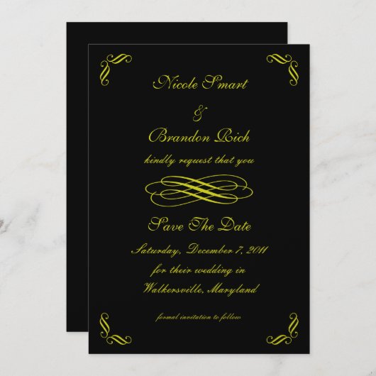 Fairy Tale in Schwarz Save the Date (Vorne/Hinten)