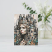 Fairy Tale Königin mit Schloss auf ihrem Kopf Postkarte (Stehend Vorderseite)