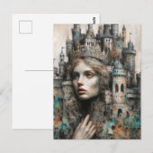 Fairy Tale Königin mit Schloss auf ihrem Kopf Postkarte (Vorne/Hinten)