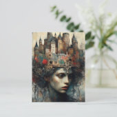 Fairy Tale Königin mit Schloss auf ihrem Kopf Postkarte (Stehend Vorderseite)