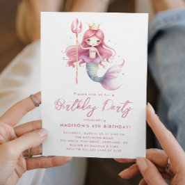Fairy Tale Little Mermaid Pink Geburtstag Einladung