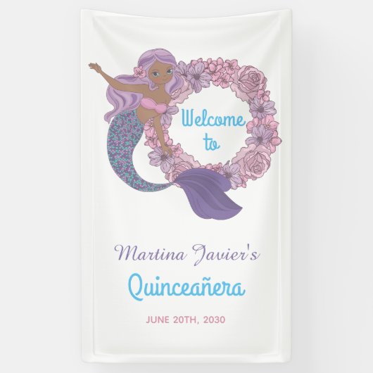 Fairy Tale Mermaid Quinceañera 15. Geburtstag Banner (Vertikal)