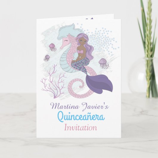 Fairy Tale Mermaid Quinceañera 15. Geburtstag Einladung (Vorderseite)