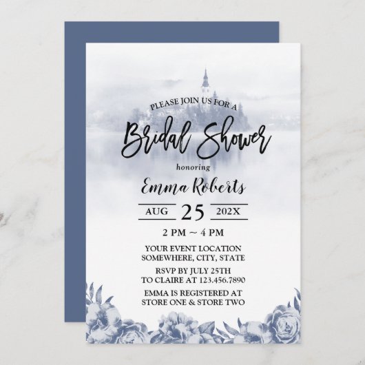 Fairy Tale Misty Vintages florales Brautparty Einladung (Vorne/Hinten)