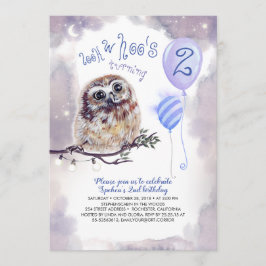 Fairy Tale Night and Little Owl Boys Birthday Einladung