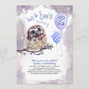 Fairy Tale Night and Little Owl Boys Birthday Einladung