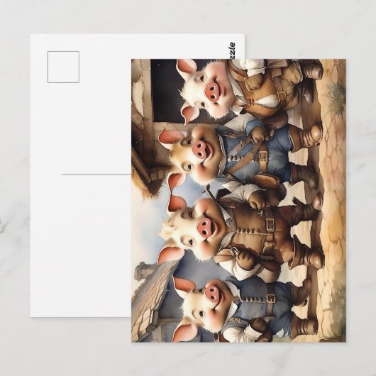 Fairy Tale Pigs Postkarte (Vorne/Hinten)