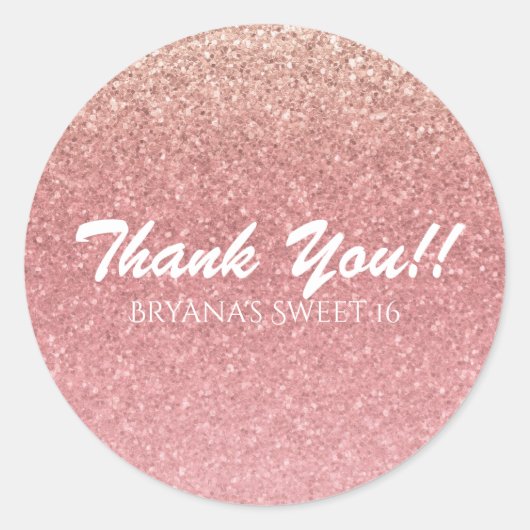 Fairy Tale Pink Glitzer Sweet 16 Gastgeschenk Runder Aufkleber (Vorderseite)