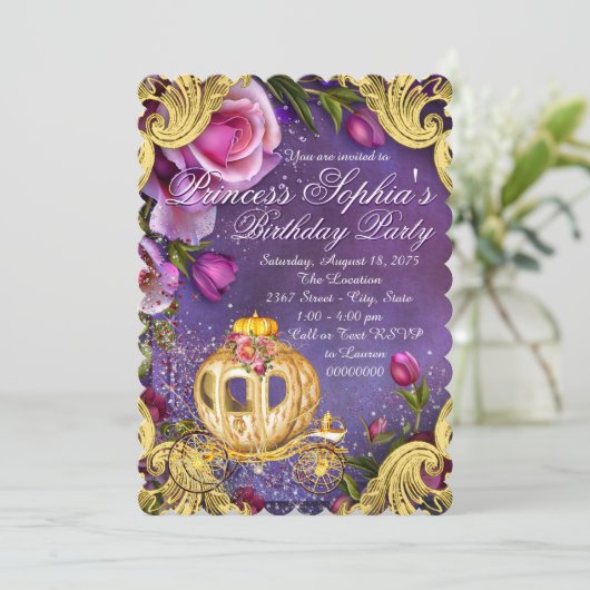 Fairy Tale Princess Birthday Party Einladung (Stehend Vorderseite)