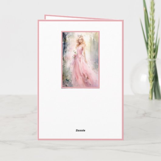 Fairy Tale Princess in Pink Happy Birthday Name Karte (Rückseite)