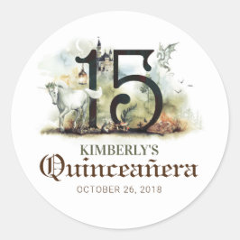 Fairy Tale Princess Quinceanera Runder Aufkleber