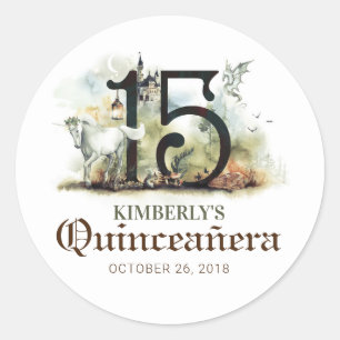 Fairy Tale Princess Quinceanera Runder Aufkleber