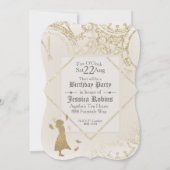 Fairy Tale Princess Theme Gold Glitzer Einladung (Rückseite)