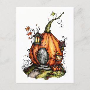 Fairy Tale Pumpkin House Postkarte