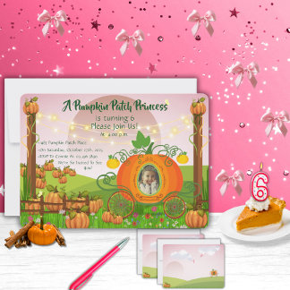 Fairy Tale Pumpkin Patch Princess Girl's Birthday Einladung