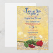 Fairy Tale Rote Rose Blue Gold Wedding Einladung (Vorne/Hinten)