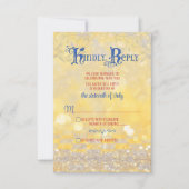 Fairy Tale Rote Rose Blue Gold Wedding RSVP Karte (Vorderseite)
