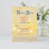 Fairy Tale Rote Rose Blue Gold Wedding RSVP Karte (Stehend Vorderseite)
