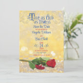 Fairy Tale Rote Rose Golden Ballroom Wedding Save The Date (Stehend Vorderseite)