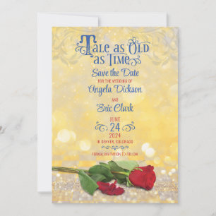 Fairy Tale Rote Rose Golden Ballroom Wedding Save The Date