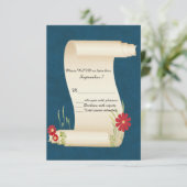Fairy Tale Scroll Wedding RSVP Card Karte (Stehend Vorderseite)