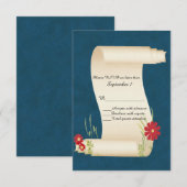 Fairy Tale Scroll Wedding RSVP Card Karte (Vorne/Hinten)